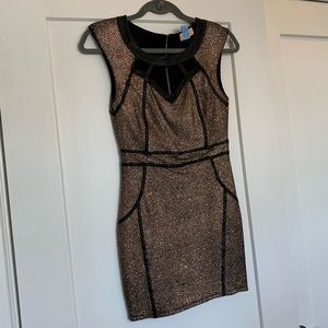 Gold and black mini dress